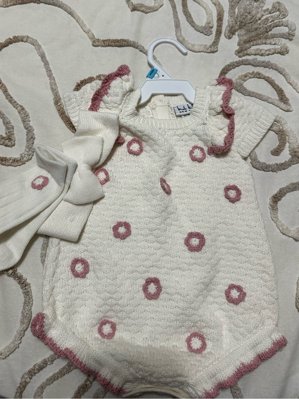 Cream Knit Baby Romper Set